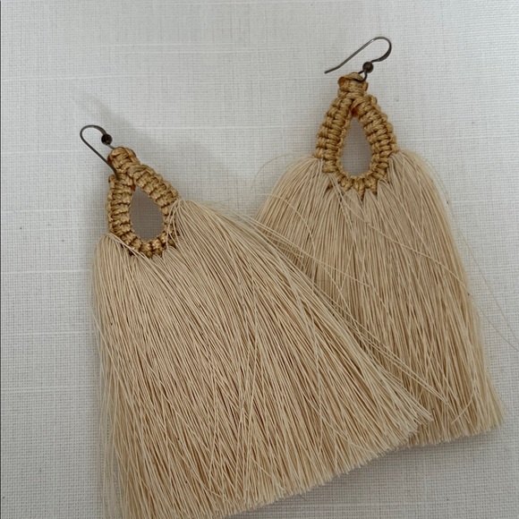 Free People Caralarga Gallos Cream Tassel Earrings - Picture 3 of 4